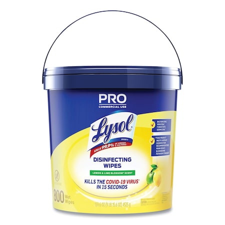 Lysol Professional Disinfecting Wipe Bucket, 1-Ply, 6 x 8, Lemon and Lime Blossom, White, 800 Wipes 19200-99856